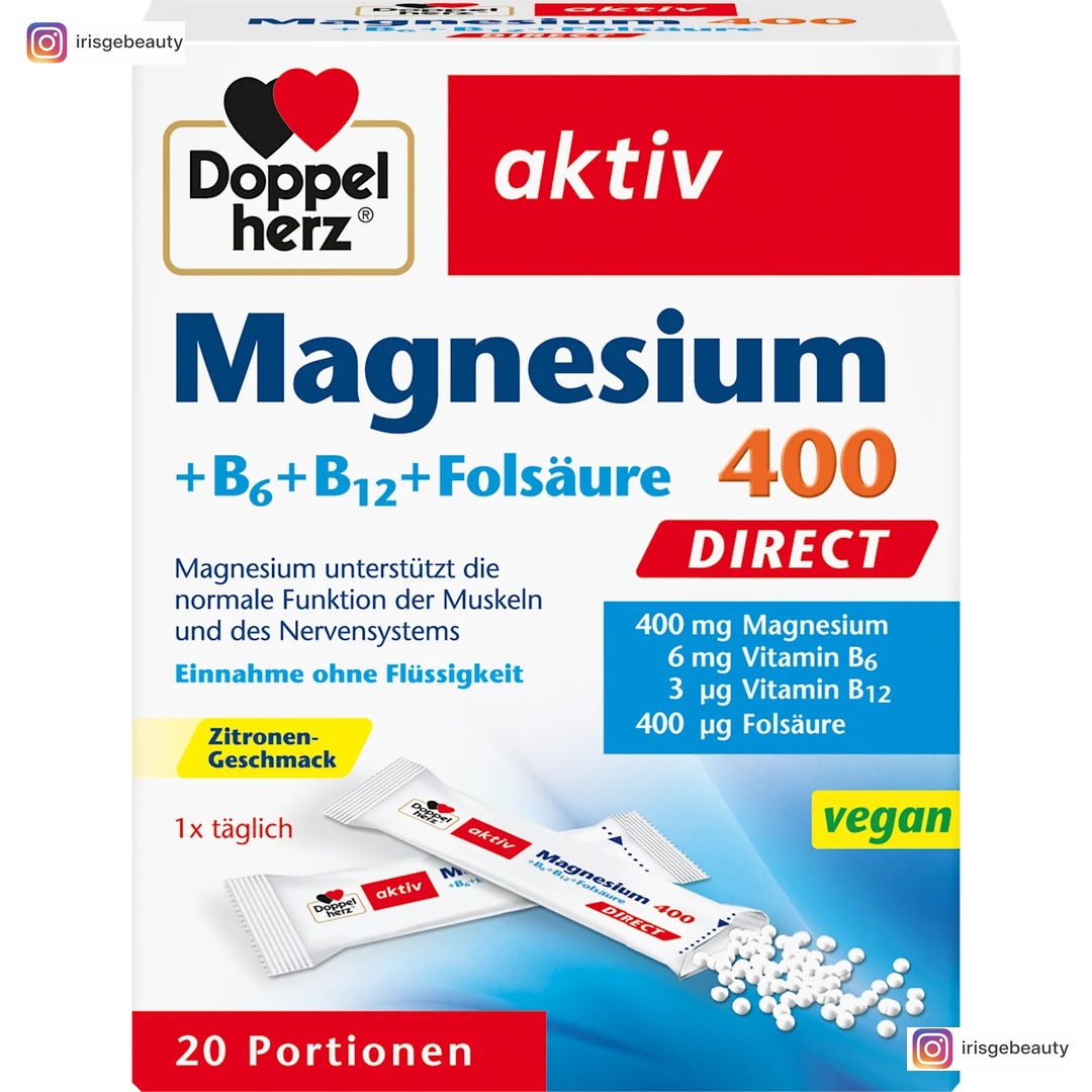 Doppelherz Magnesium 400 + Vitamine B6 + B12 + Folsäure Direktgranulat 20 St., 24 g